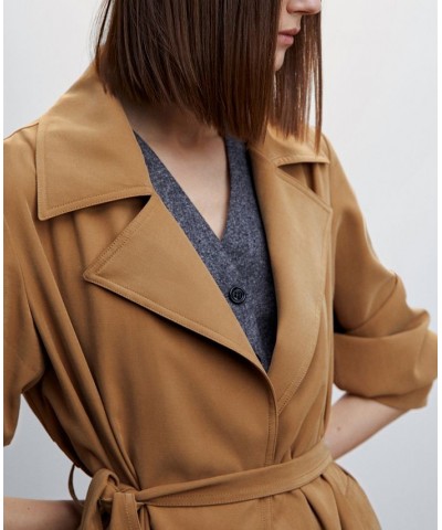 Women's Flowy Lapel Trench Coat Brown $40.30 Coats