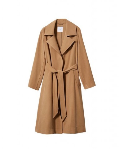 Women's Flowy Lapel Trench Coat Brown $40.30 Coats