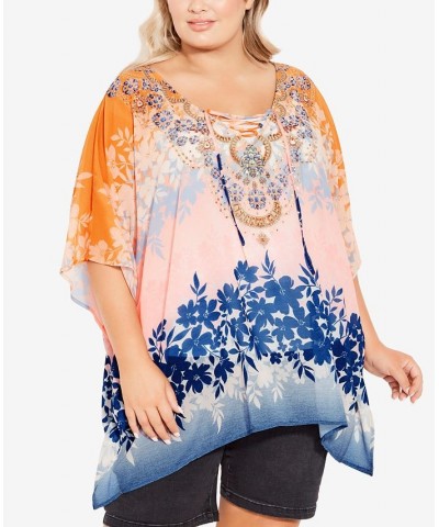 Plus Size Vienna Beaded Kaftan Top Ombre Floral $25.71 Tops