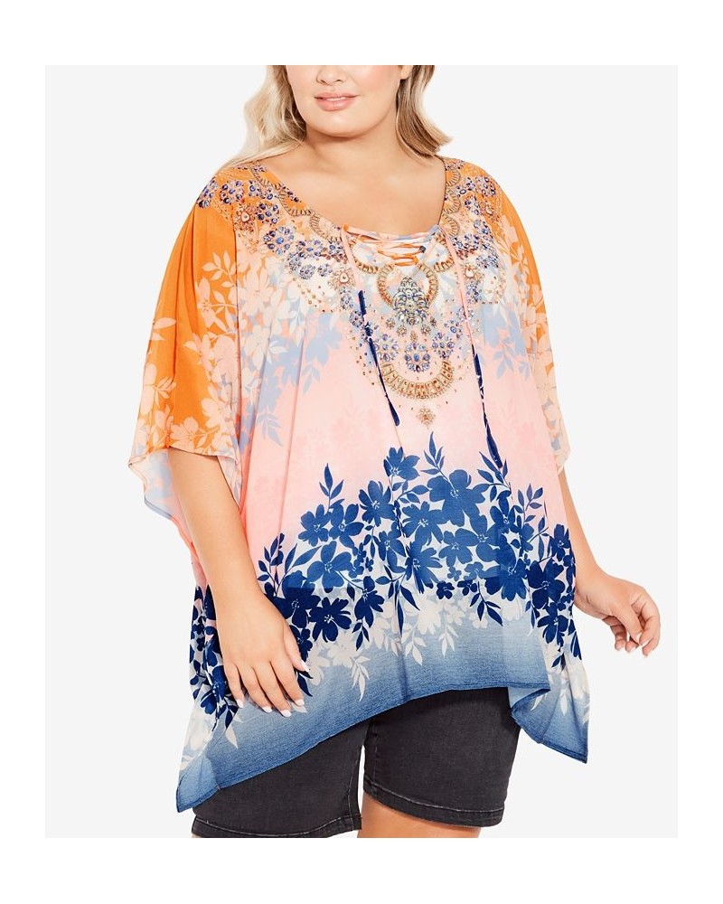 Plus Size Vienna Beaded Kaftan Top Ombre Floral $25.71 Tops