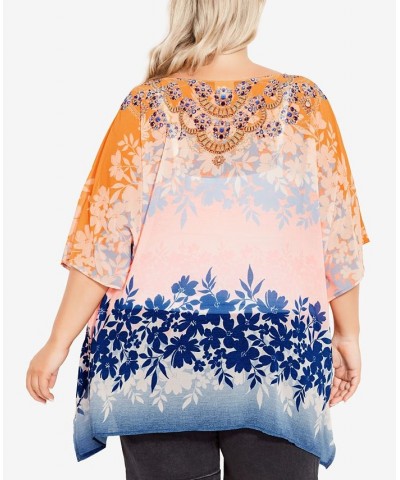 Plus Size Vienna Beaded Kaftan Top Ombre Floral $25.71 Tops