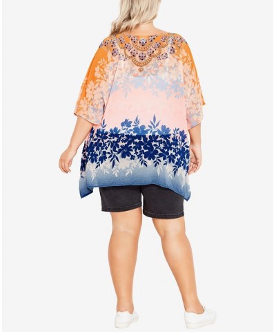 Plus Size Vienna Beaded Kaftan Top Ombre Floral $25.71 Tops