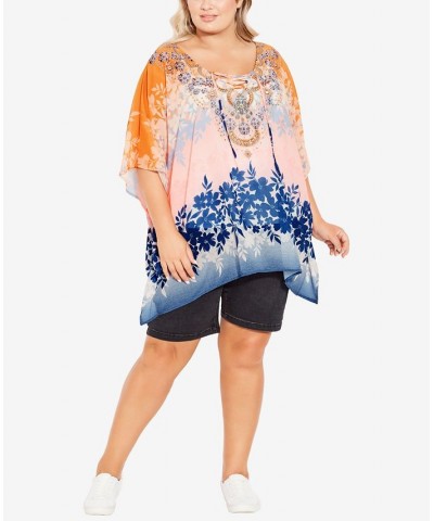 Plus Size Vienna Beaded Kaftan Top Ombre Floral $25.71 Tops