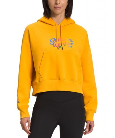 Women's Rainbow Logo Drawstring Hoodie White $39.20 Sweatshirts