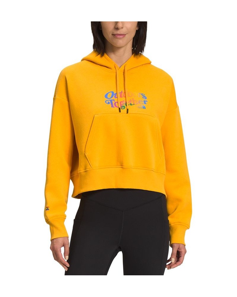 Women's Rainbow Logo Drawstring Hoodie White $39.20 Sweatshirts