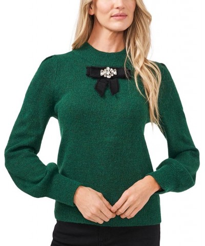 Women's Long Sleeve Bow Detail Sweater Green $27.90 Sweaters