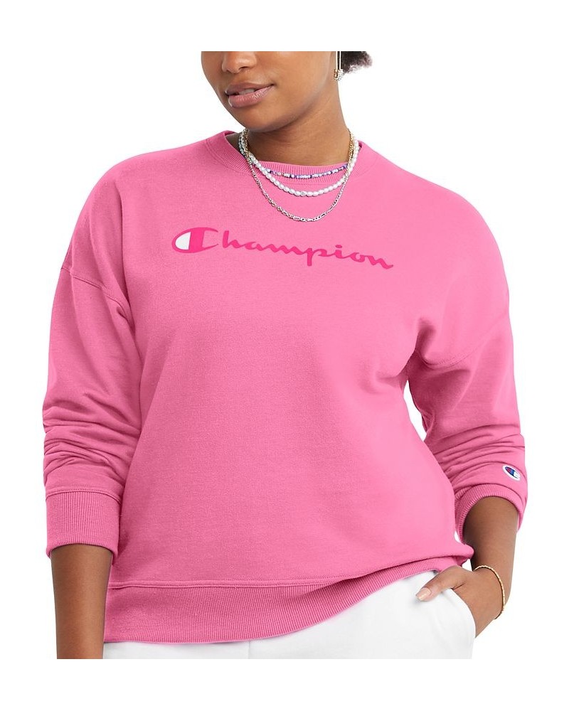 Women's Logo Fleece Crewneck Sweatshirt Pink $21.85 Sweatshirts