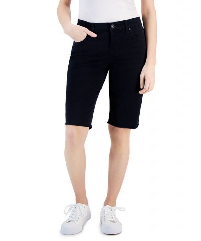 Petite Raw-Hem Bermuda Shorts Deep Black $17.69 Shorts