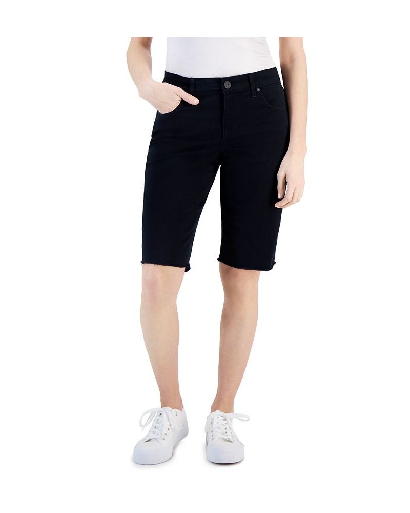 Petite Raw-Hem Bermuda Shorts Deep Black $17.69 Shorts