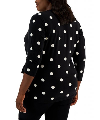 Plus Size 3/4-Sleeve Wrap Top Anne Black/anne White $33.87 Tops