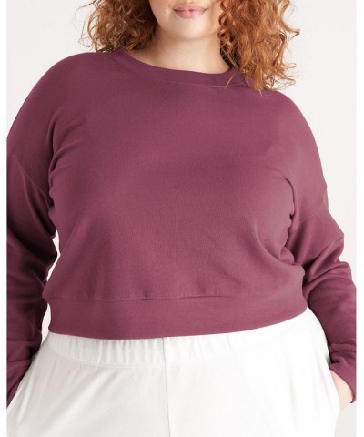 The Women's Cropped Sweatshirt- Plus Size Purple $32.26 Sweatshirts