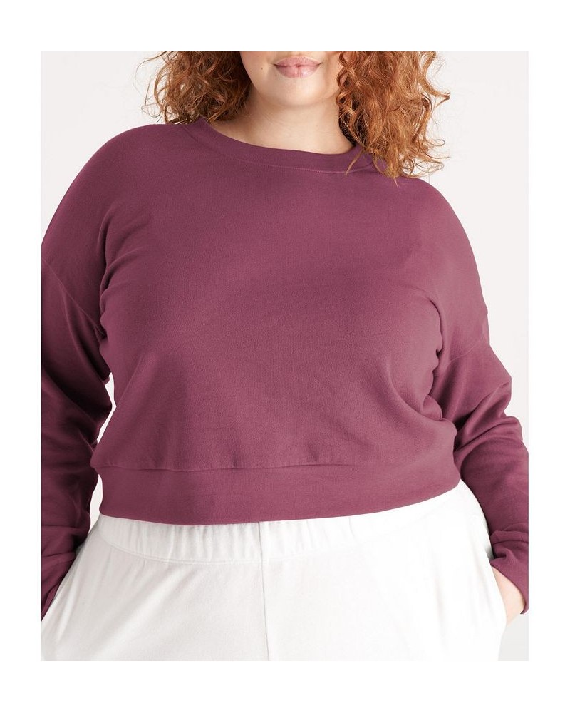 The Women's Cropped Sweatshirt- Plus Size Purple $32.26 Sweatshirts