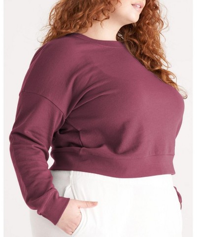 The Women's Cropped Sweatshirt- Plus Size Purple $32.26 Sweatshirts