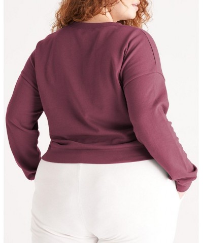 The Women's Cropped Sweatshirt- Plus Size Purple $32.26 Sweatshirts