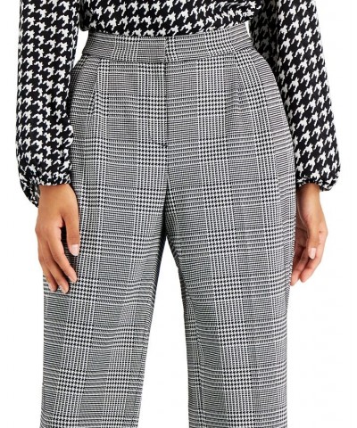 Women's Pleated Plaid Wide-Leg Pants Black/White $32.97 Pants