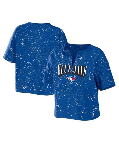 Women's Royal Toronto Blue Jays Notch Neck Tie-Dye T-shirt Royal $30.24 Tops