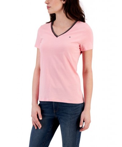 Women's Short-Sleeve V-Neck T-Shirt Pink $20.54 Tops