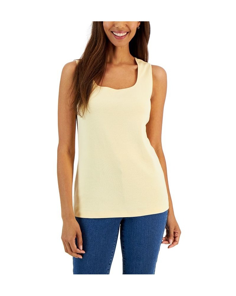 Square-Neck Cotton Tank Top Dusty Sunrise $11.39 Tops