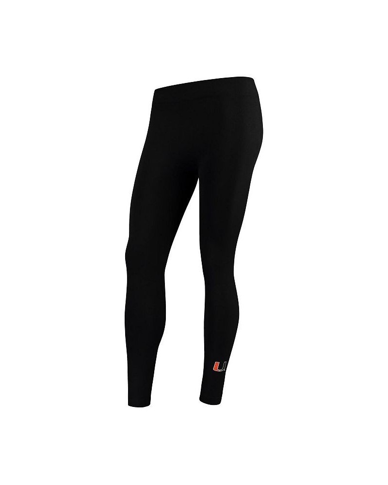 Women's Black Miami Hurricanes Fleece Leggings Black $18.54 Pants