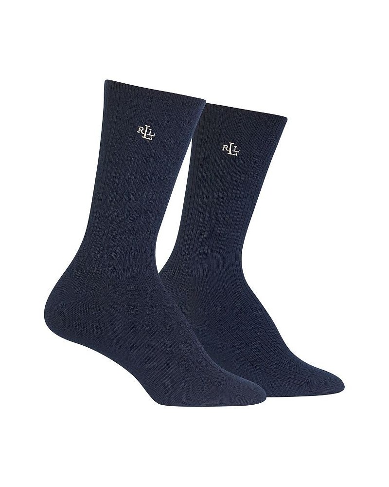 Women's Cable Supersoft Trouser 2 Pairs Navy $11.96 Socks