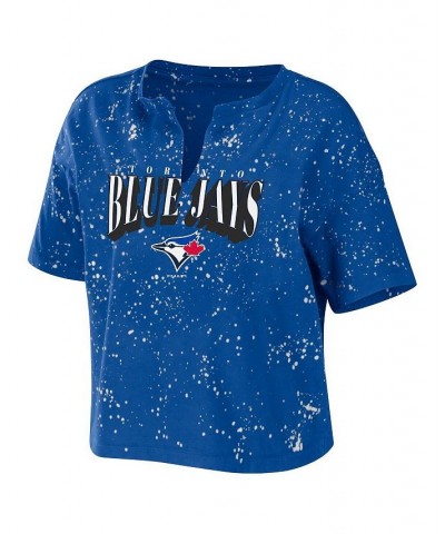 Women's Royal Toronto Blue Jays Notch Neck Tie-Dye T-shirt Royal $30.24 Tops