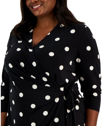 Plus Size 3/4-Sleeve Wrap Top Anne Black/anne White $33.87 Tops