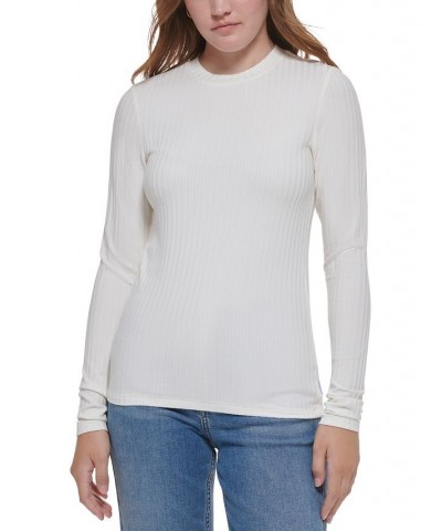 Women's Long Sleeve Crewneck Top White $22.85 Tops