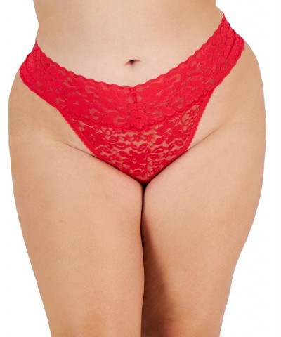 Plus Size Lace Thong Underwear Lingerie Red $8.63 Panty