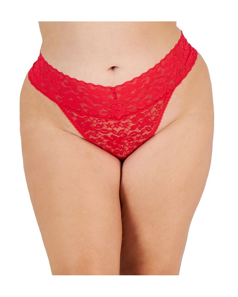 Plus Size Lace Thong Underwear Lingerie Red $8.63 Panty