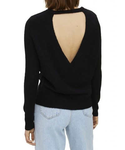 Women's O-Neck Wrap Sweater Black $18.33 Sweaters