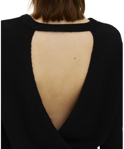 Women's O-Neck Wrap Sweater Black $18.33 Sweaters