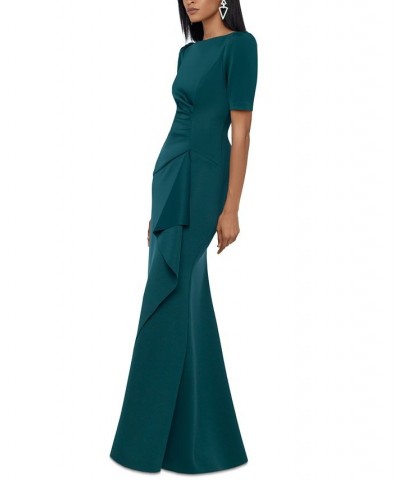 Ruched A-Line Gown Green $85.41 Dresses