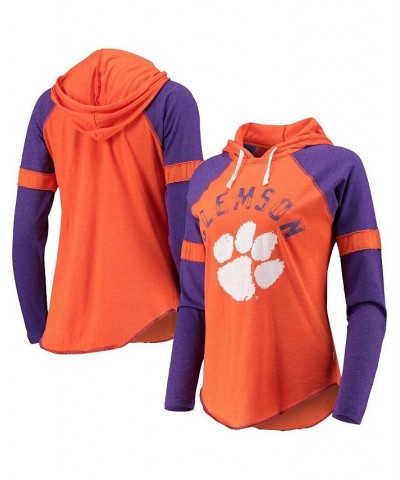 Women's Orange and Purple Clemson Tigers Yard Line Raglan Hoodie Long Sleeve T-shirt Orange, Purple $27.00 Tops