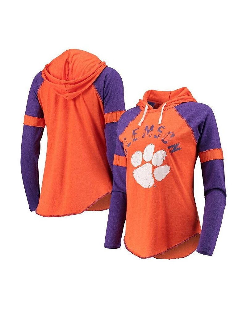 Women's Orange and Purple Clemson Tigers Yard Line Raglan Hoodie Long Sleeve T-shirt Orange, Purple $27.00 Tops