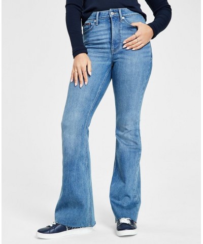 Women's Cold-Shoulder Long-Sleeve T-Shirt & High-Rise Flare-Leg Jeans Gardiners $25.80 Jeans