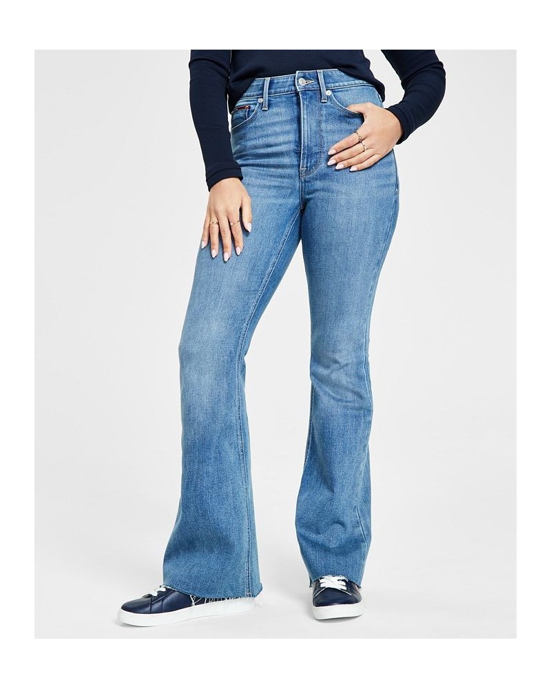 Women's Cold-Shoulder Long-Sleeve T-Shirt & High-Rise Flare-Leg Jeans Gardiners $25.80 Jeans