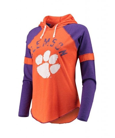 Women's Orange and Purple Clemson Tigers Yard Line Raglan Hoodie Long Sleeve T-shirt Orange, Purple $27.00 Tops