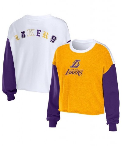 Women's Heather Gold Los Angeles Lakers Mixed Letter Cropped Pullover Sweatshirt Heather Gold $39.74 Sweatshirts