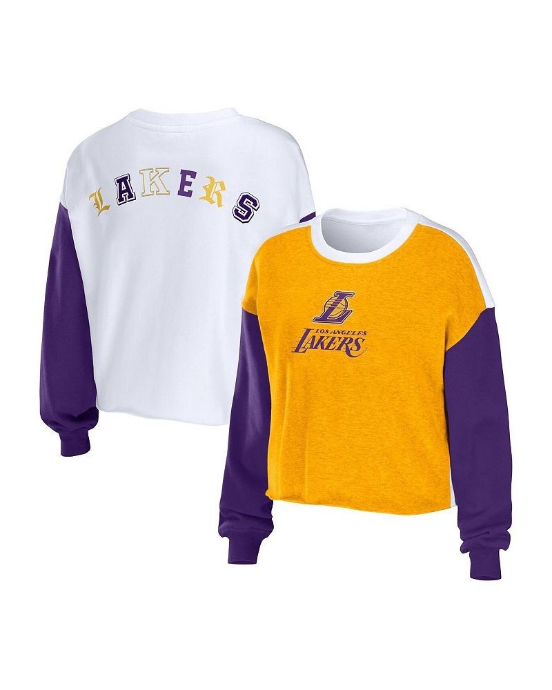 Women's Heather Gold Los Angeles Lakers Mixed Letter Cropped Pullover Sweatshirt Heather Gold $39.74 Sweatshirts