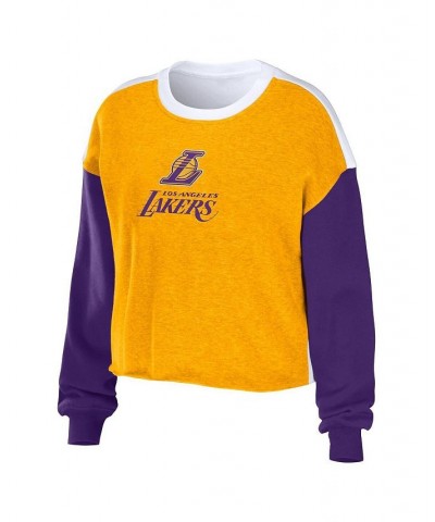 Women's Heather Gold Los Angeles Lakers Mixed Letter Cropped Pullover Sweatshirt Heather Gold $39.74 Sweatshirts