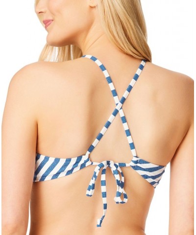 Women's Lickity Split High-Neck Halter Top Blue/White Stripe $29.92 Swimsuits