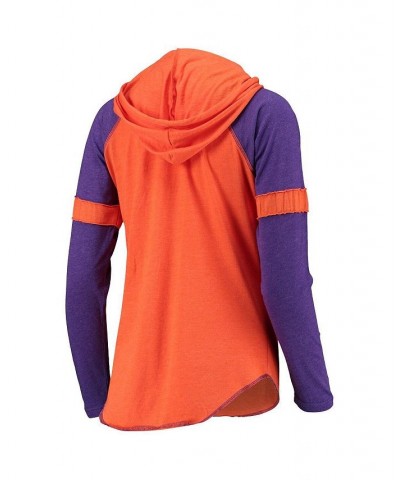 Women's Orange and Purple Clemson Tigers Yard Line Raglan Hoodie Long Sleeve T-shirt Orange, Purple $27.00 Tops