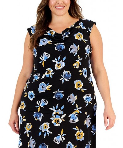 Plus Size Floral Cowl-Neck Sleeveless Top Black Multi $35.19 Tops