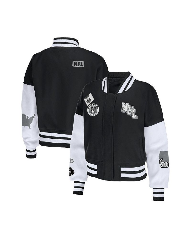 Women's Black White NFL Full-Zip Varsity Jacket Black, White $40.80 Jackets