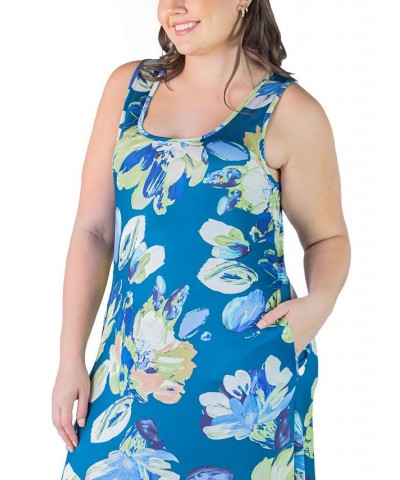 Plus Size Sleeveless Maxi Dress with Pockets Blue Multi $18.24 Dresses