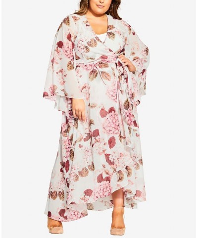 Trendy Plus Size Fleetwood Print Maxi Dress White $65.33 Dresses