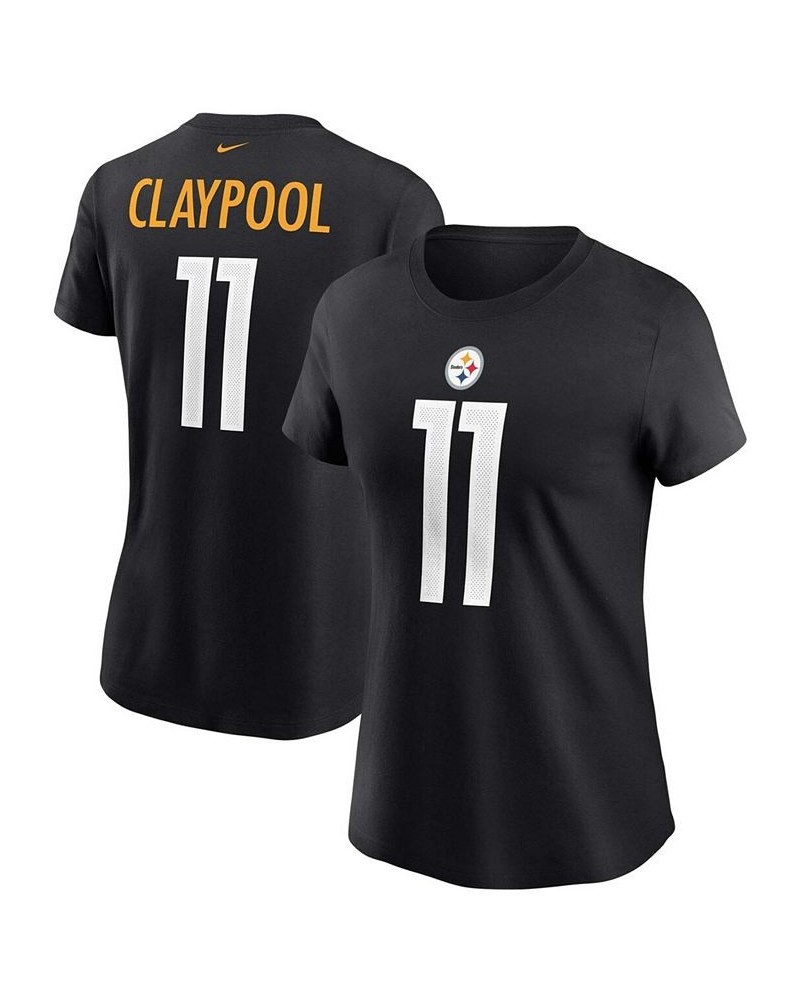 Women's Chase Claypool Black Pittsburgh Steelers Name Number T-shirt Black $23.39 Tops