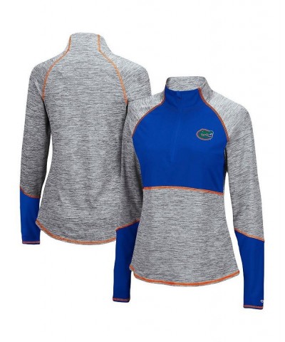 Women's Heathered Gray Royal Florida Gators Color Block Space-Dye Raglan Quarter-Zip Top Heathered Gray, Royal $33.60 Sweatsh...