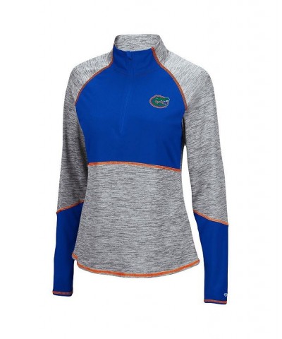 Women's Heathered Gray Royal Florida Gators Color Block Space-Dye Raglan Quarter-Zip Top Heathered Gray, Royal $33.60 Sweatsh...