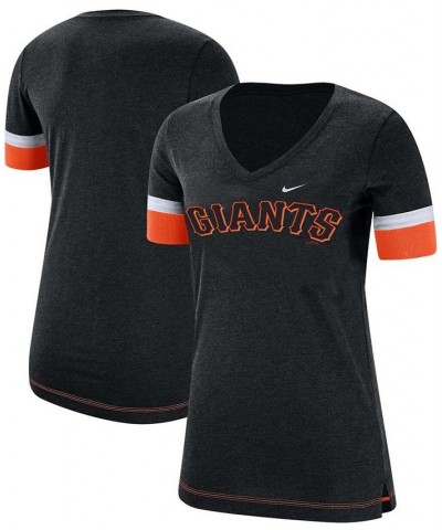 Women's San Francisco Giants Mesh V-Neck T-Shirt Black $28.49 Tops